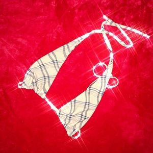 I AM GIA Carmel tan and black tartan plaid print sold out bralette top